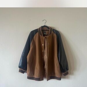 Brown and black oversized bomber jacket